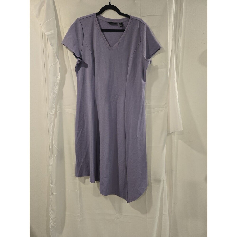 H by Halston Lavender Purple V-Neck Asymmetrical Hem Dress Size M